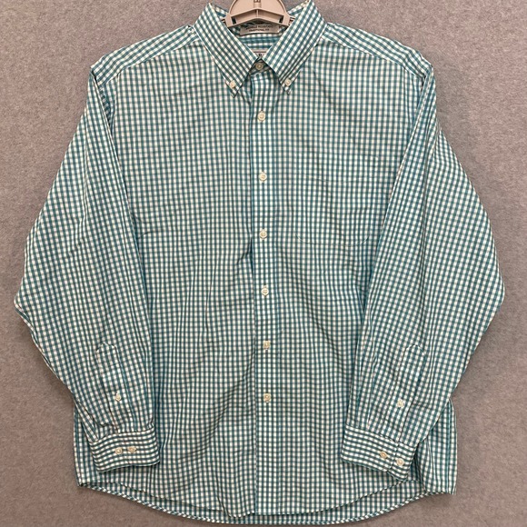 L.L. Bean Other - LL BEAN Mens Large Button Down Shirt Blue White Gingham Cotton Wrinkle Resistant